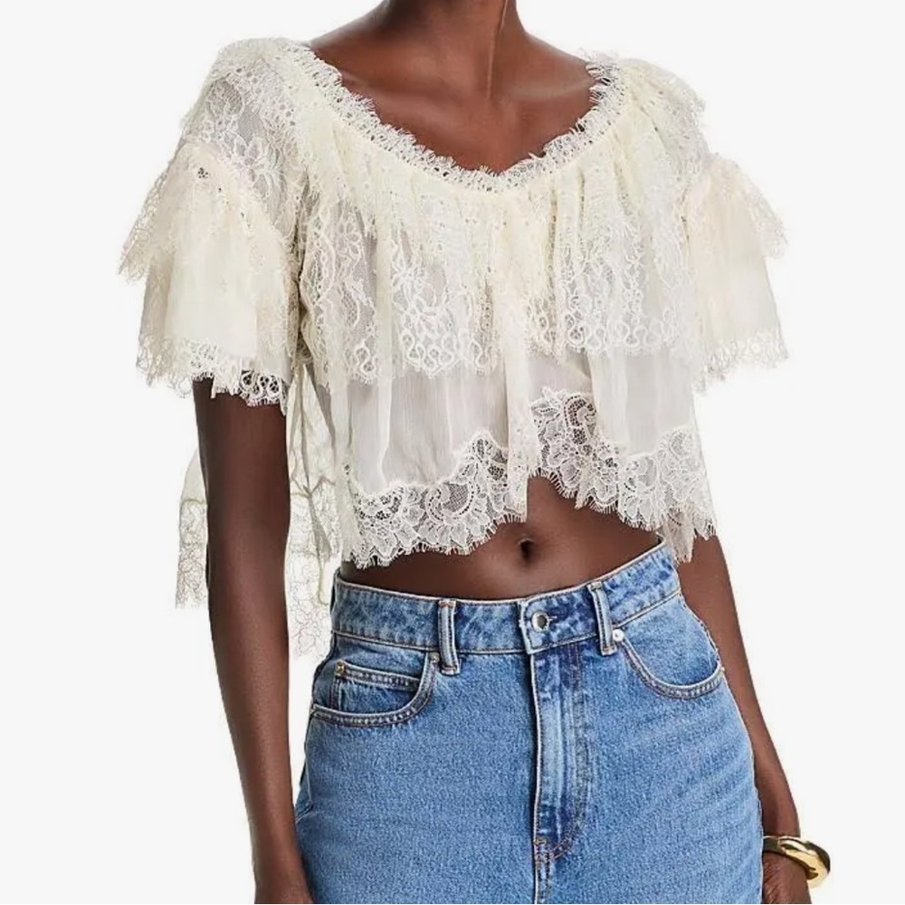 LoveShackFancy Ivory Vienne Lace Women Top